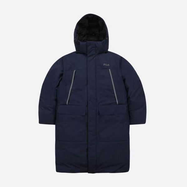 Fila Heavy Bench Long Men's Down Jackets - Navy,NZ 120-40378